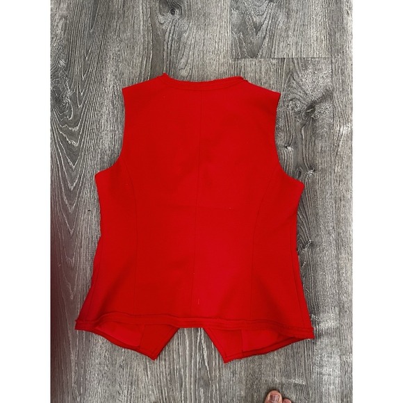 Bagatelle Red Vest Sleeveless Women Button Up Lined Orange Small Office Work - Picture 9 of 9